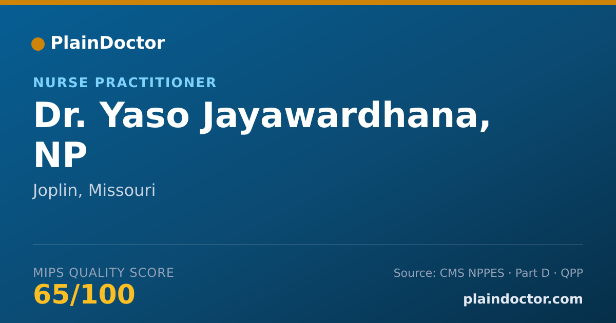 Shareable card for Yaso Jayawardhana, NP - Nurse Practitioner, Joplin, MO