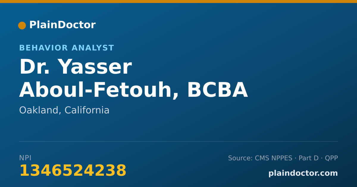 Shareable card for Yasser Aboul-Fetouh, BCBA - Behavior Analyst, Oakland, CA
