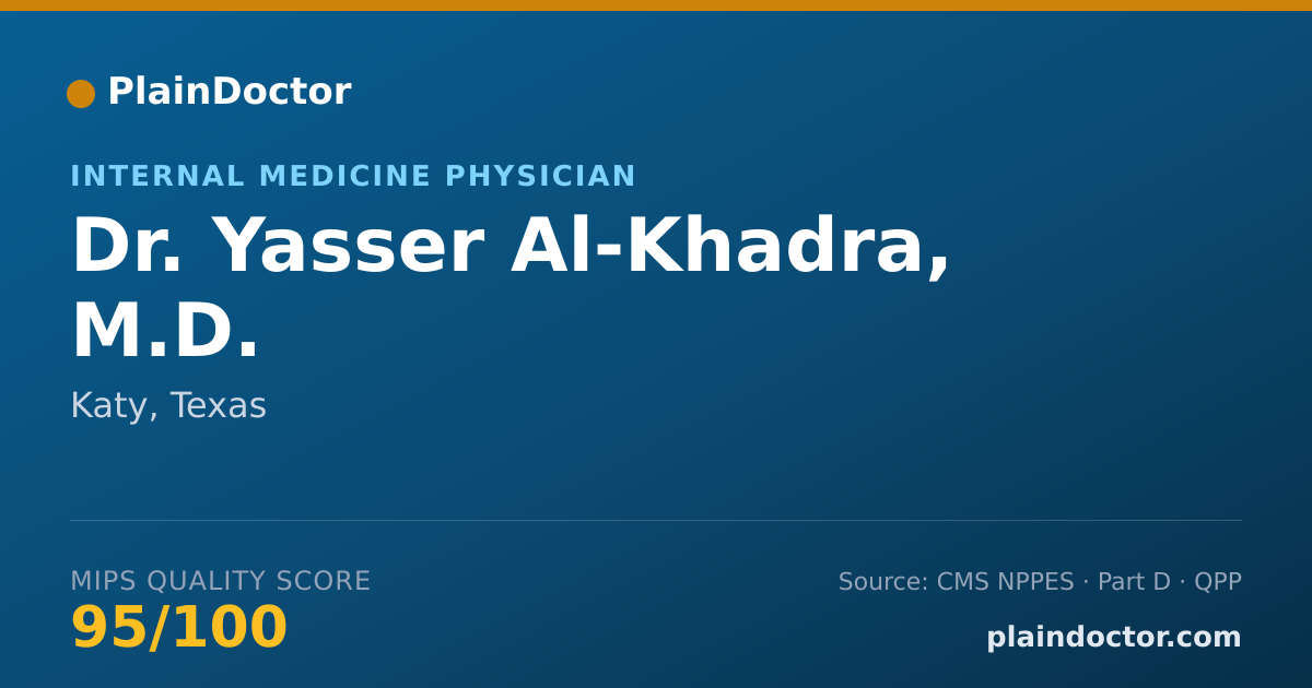 Shareable card for Yasser Al-Khadra, M.D. - Internal Medicine Physician, Katy, TX