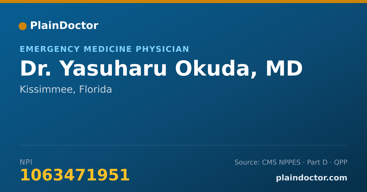 Shareable card for Yasuharu Okuda, MD - Emergency Medicine Physician, Kissimmee, FL