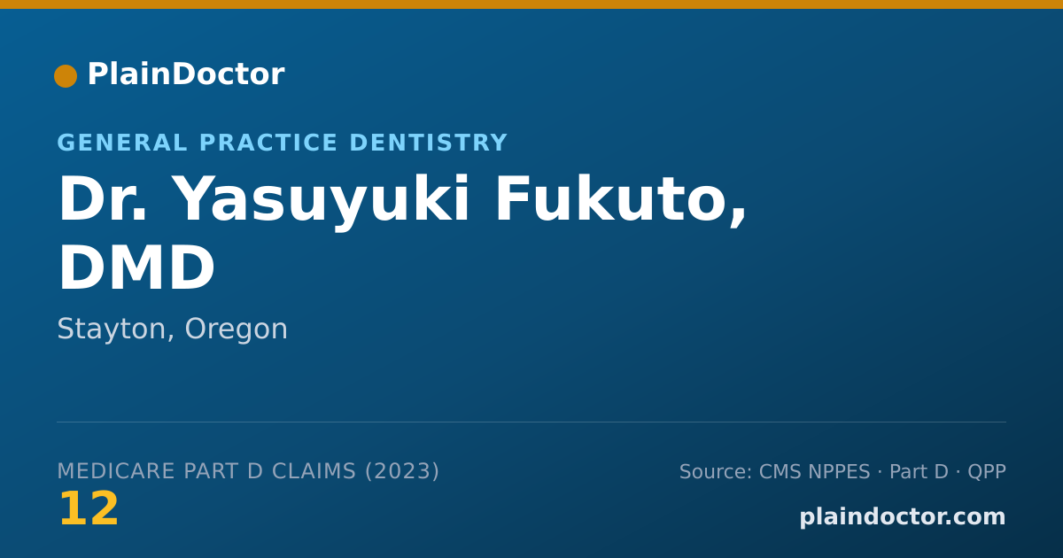 Shareable card for Yasuyuki Fukuto, DMD - General Practice Dentistry, Stayton, OR