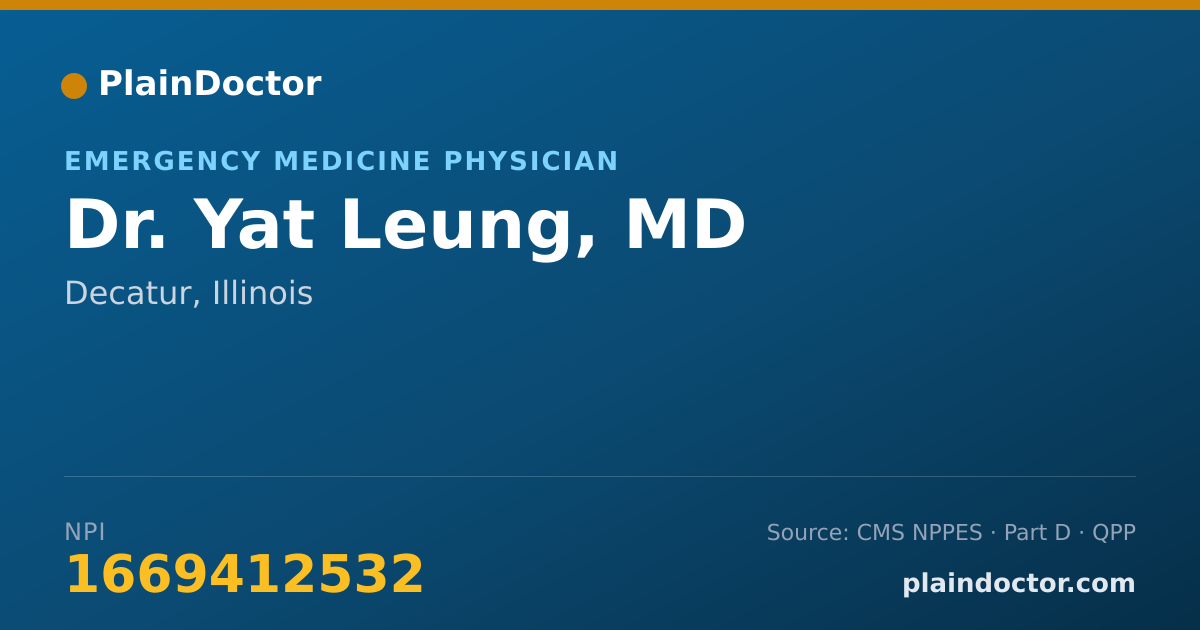 Shareable card for Yat Leung, MD - Emergency Medicine Physician, Decatur, IL