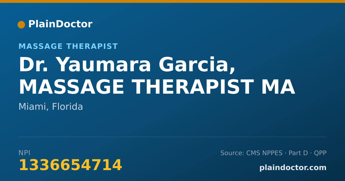 Shareable card for Yaumara Garcia, MASSAGE THERAPIST MA - Massage Therapist, Miami, FL