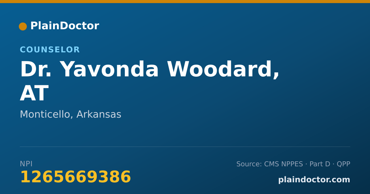 Shareable card for Yavonda Woodard, AT - Counselor, Monticello, AR