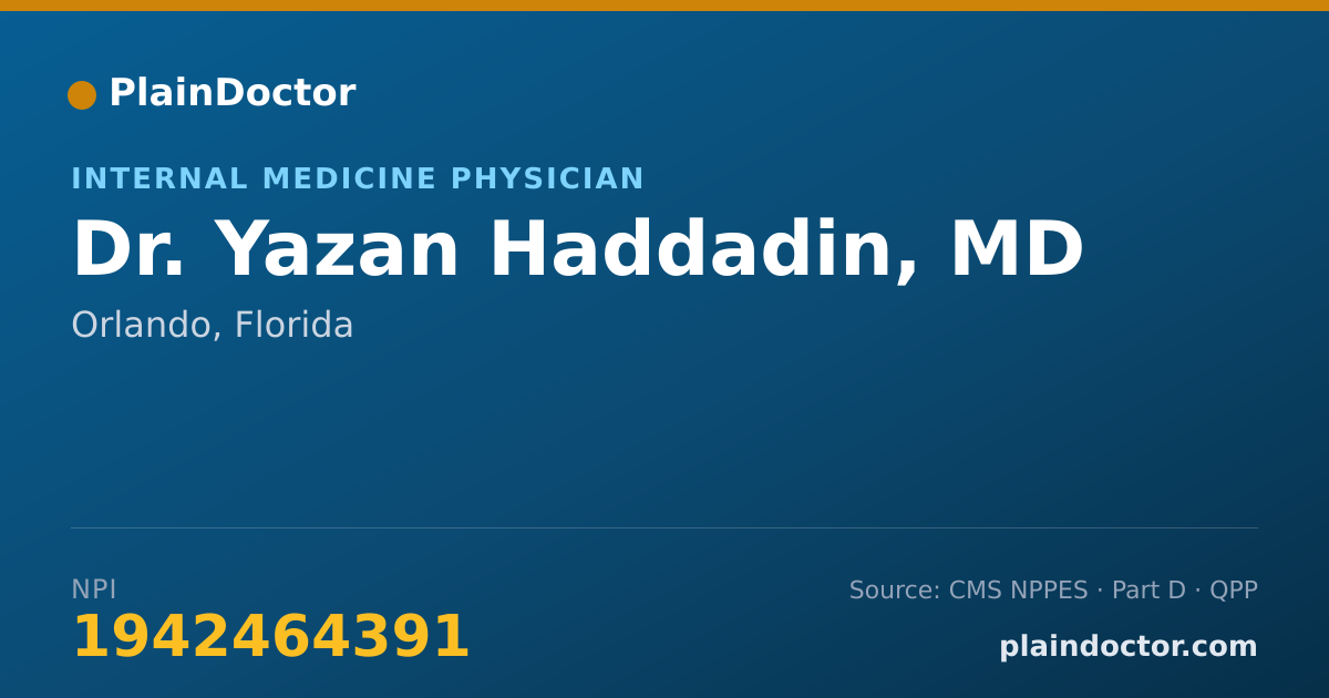 Shareable card for Yazan Haddadin, MD - Internal Medicine Physician, Orlando, FL