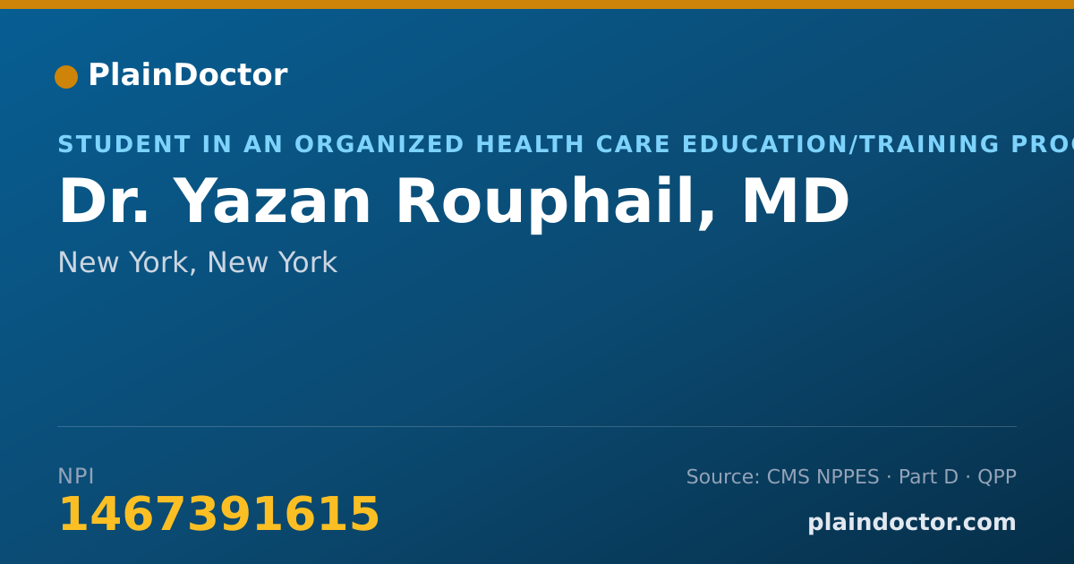 Shareable card for Yazan Rouphail, MD - Student in an Organized Health Care Education/Training Program, New York, NY