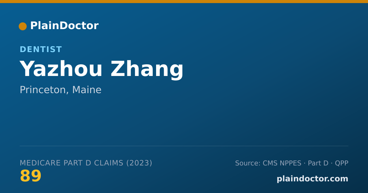 Shareable card for Yazhou Zhang - Dentist, Princeton, ME