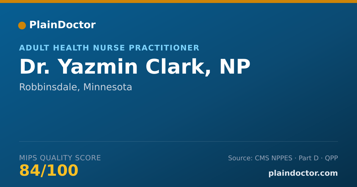 Shareable card for Yazmin Clark, NP - Adult Health Nurse Practitioner, Robbinsdale, MN