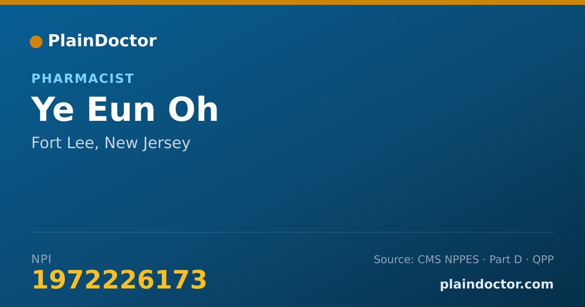 Shareable card for Ye Eun Oh - Pharmacist, Fort Lee, NJ