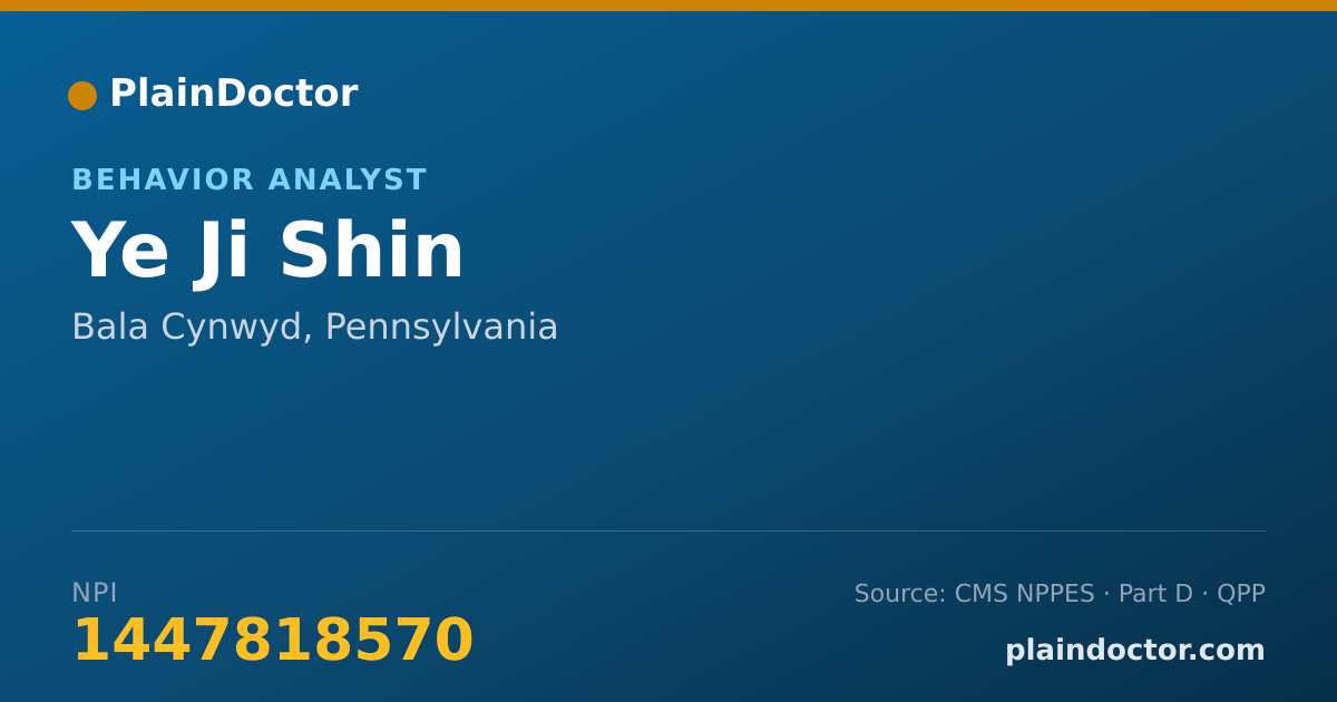 Shareable card for Ye Ji Shin - Behavior Analyst, Bala Cynwyd, PA