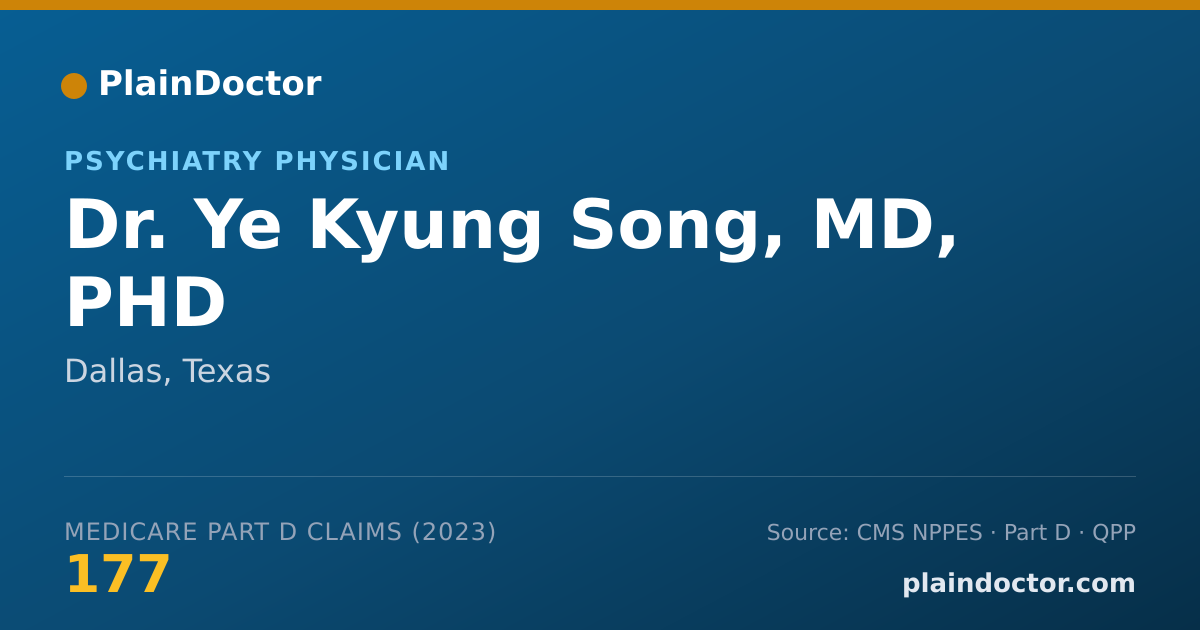 Shareable card for Ye Kyung Song, MD, PHD - Psychiatry Physician, Dallas, TX