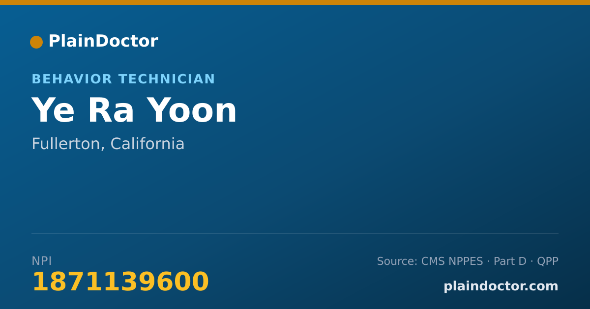 Shareable card for Ye Ra Yoon - Behavior Technician, Fullerton, CA
