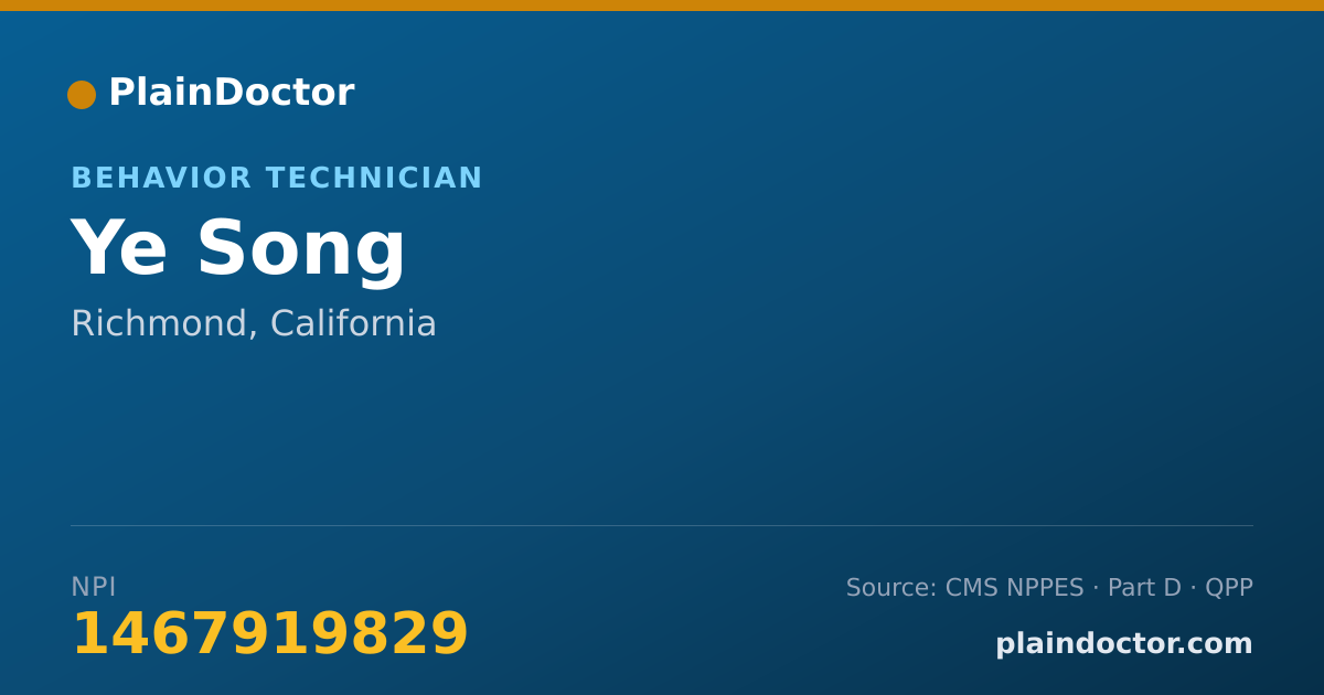 Shareable card for Ye Song - Behavior Technician, Richmond, CA