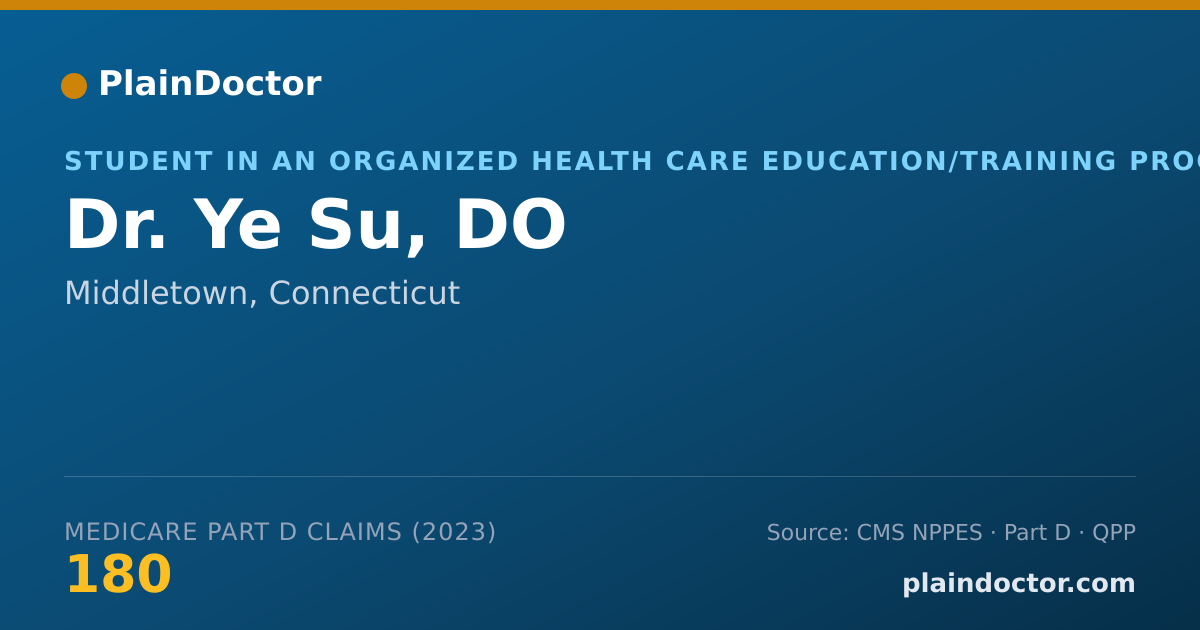 Shareable card for Ye Su, DO - Student in an Organized Health Care Education/Training Program, Middletown, CT
