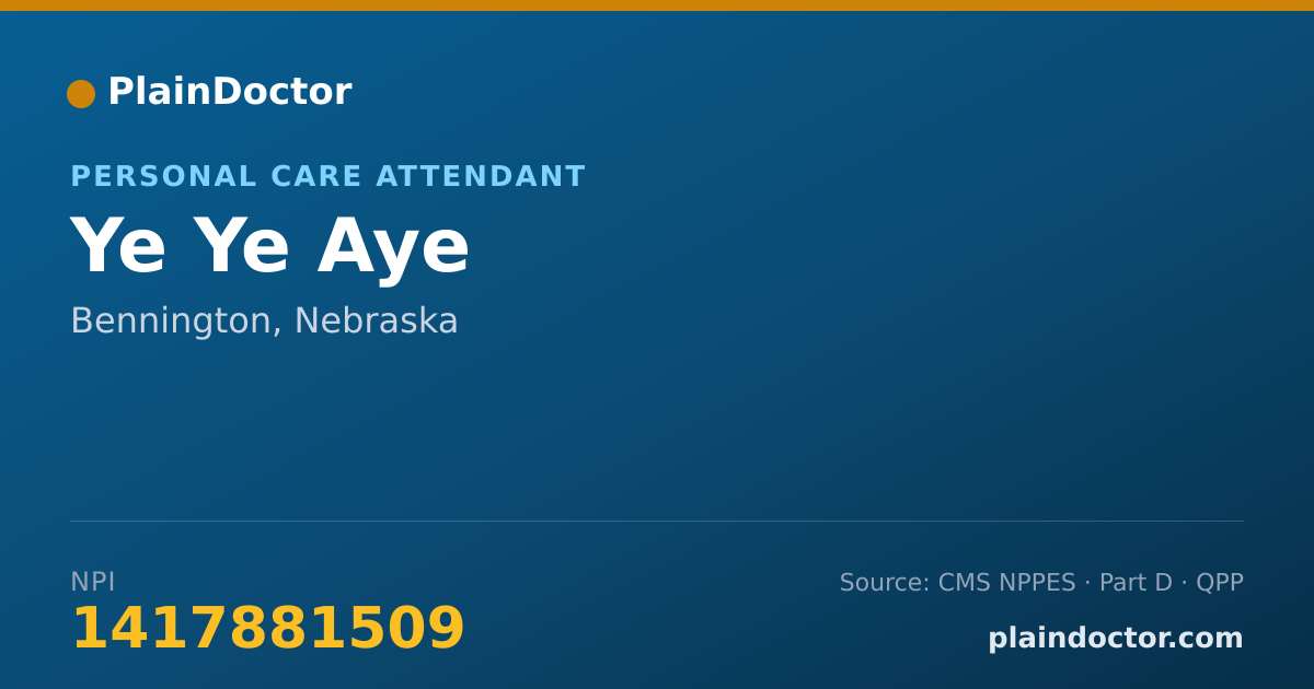 Shareable card for Ye Ye Aye - Personal Care Attendant, Bennington, NE