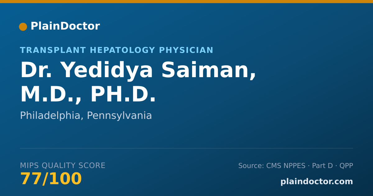 Shareable card for Yedidya Saiman, M.D., PH.D. - Transplant Hepatology Physician, Philadelphia, PA