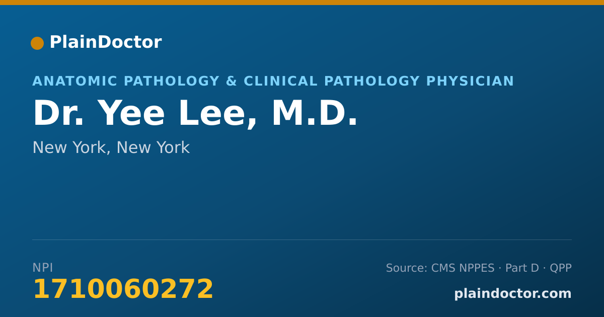 Shareable card for Yee Lee, M.D. - Anatomic Pathology & Clinical Pathology Physician, New York, NY