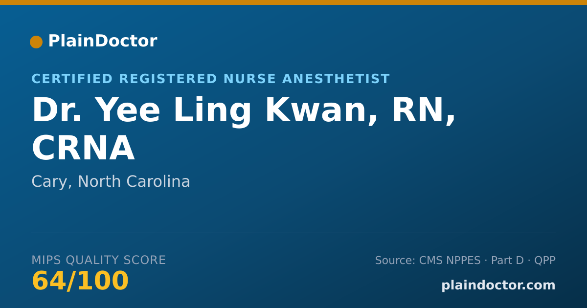 Shareable card for Yee Ling Kwan, RN, CRNA - Certified Registered Nurse Anesthetist, Cary, NC