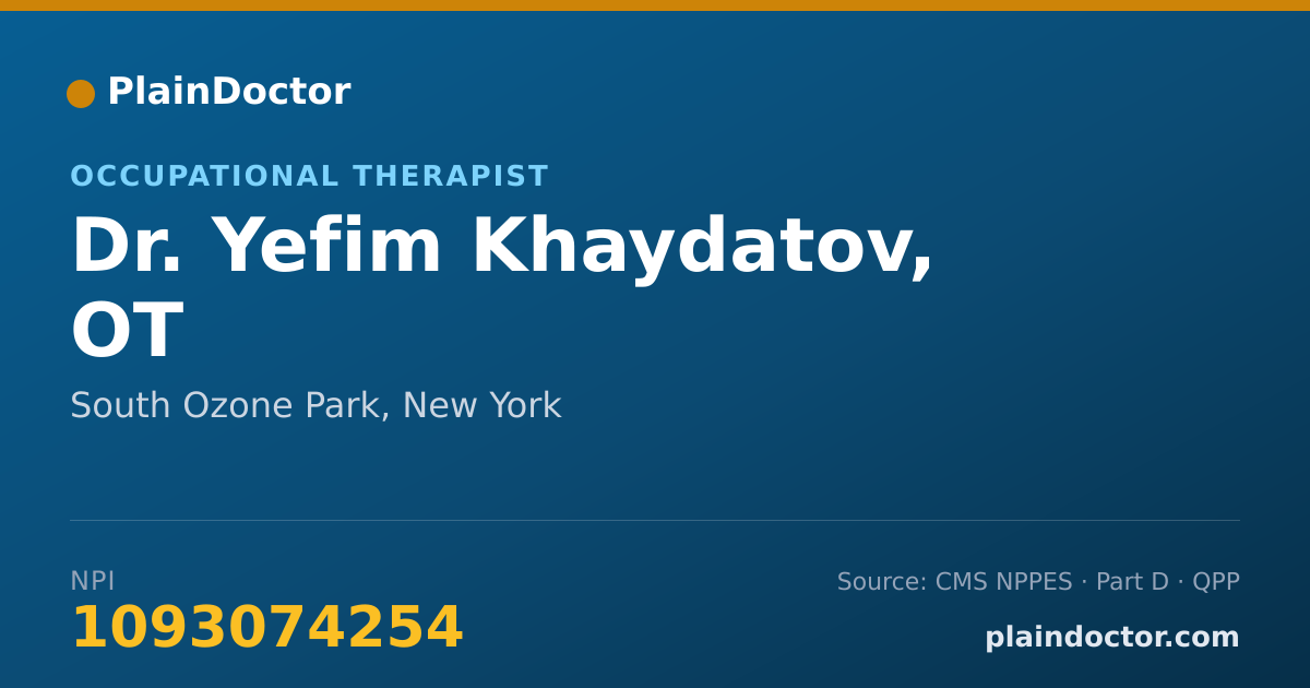 Shareable card for Yefim Khaydatov, OT - Occupational Therapist, South Ozone Park, NY