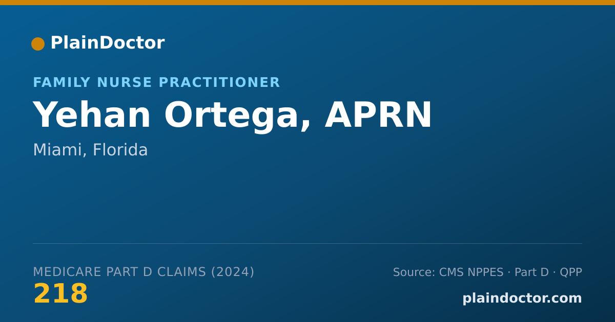Shareable card for Yehan Ortega, APRN - Family Nurse Practitioner, Miami, FL