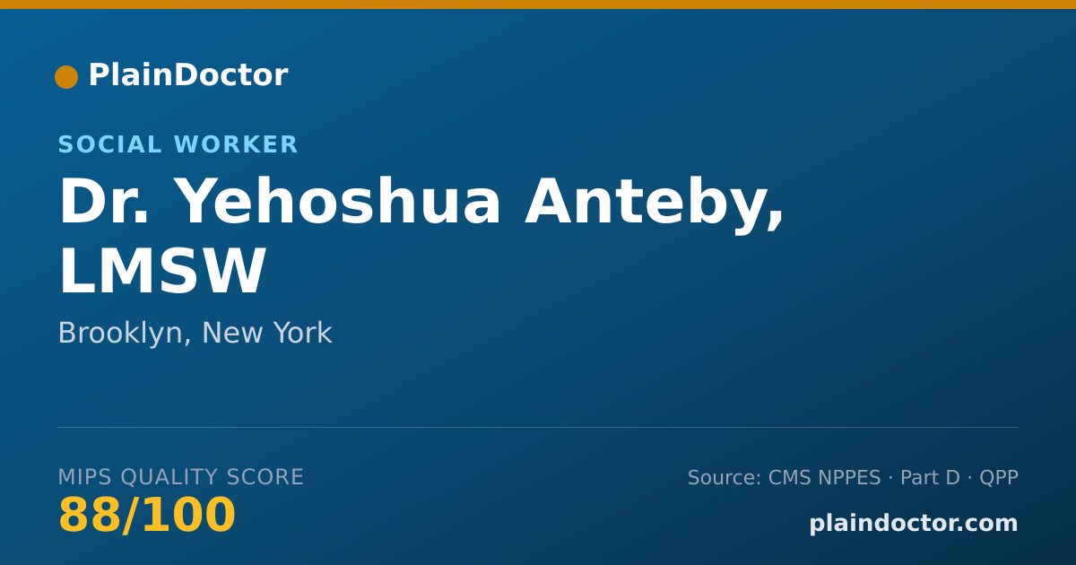 Shareable card for Yehoshua Anteby, LMSW - Social Worker, Brooklyn, NY