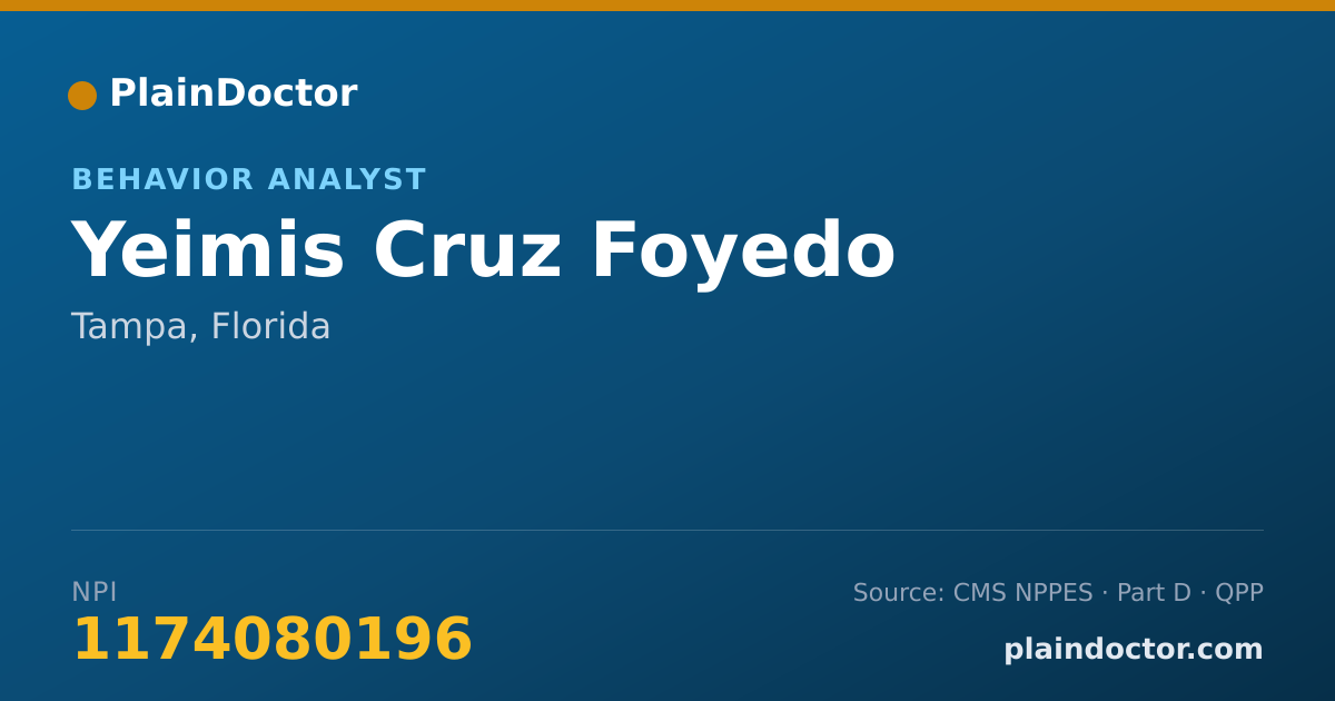 Shareable card for Yeimis Cruz Foyedo - Behavior Analyst, Tampa, FL