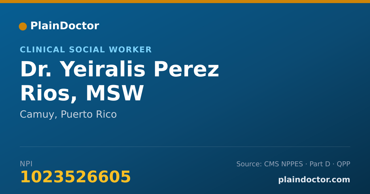 Shareable card for Yeiralis Perez Rios, MSW - Clinical Social Worker, Camuy, PR