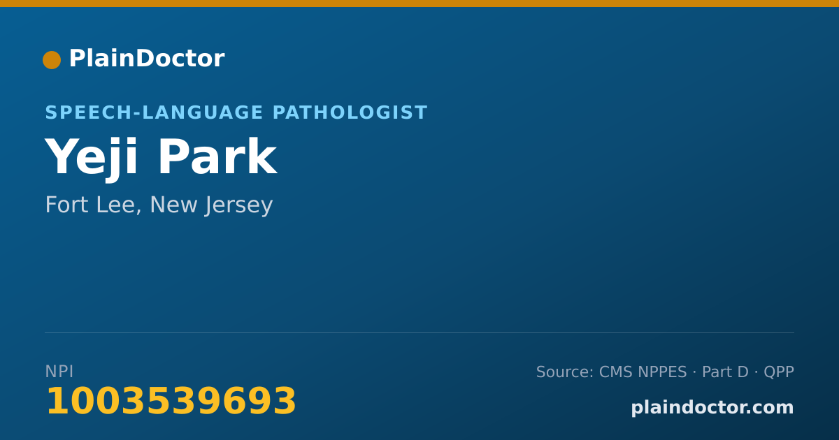 Shareable card for Yeji Park - Speech-Language Pathologist, Fort Lee, NJ