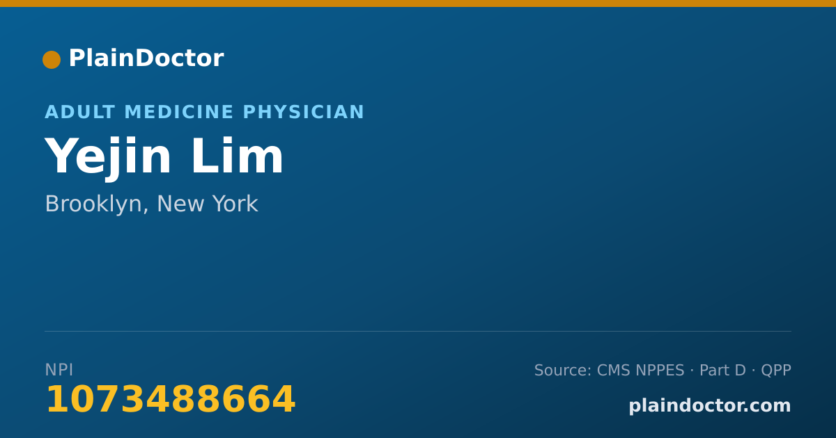 Shareable card for Yejin Lim - Adult Medicine Physician, Brooklyn, NY