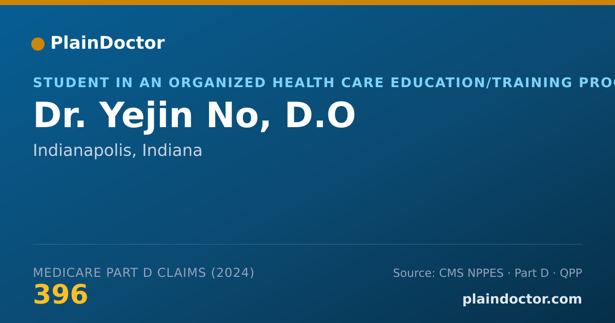 Shareable card for Yejin No, D.O - Student in an Organized Health Care Education/Training Program, Indianapolis, IN