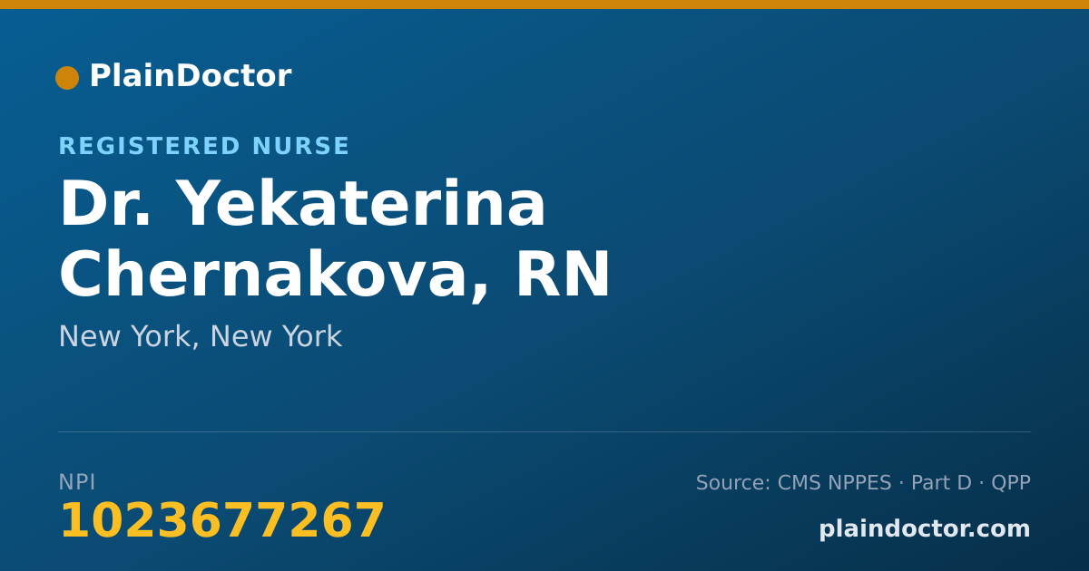 Shareable card for Yekaterina Chernakova, RN - Registered Nurse, New York, NY
