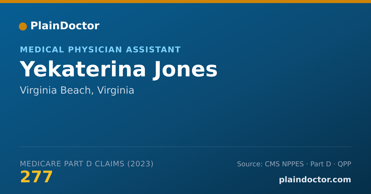 Shareable card for Yekaterina Jones - Medical Physician Assistant, Virginia Beach, VA