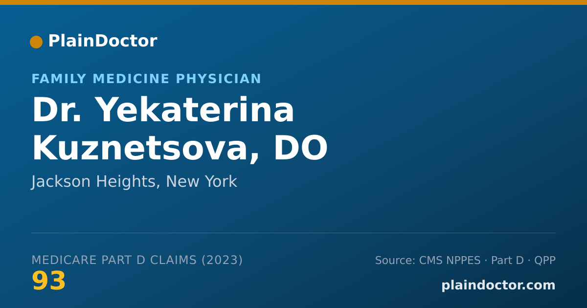 Shareable card for Yekaterina Kuznetsova, DO - Family Medicine Physician, Jackson Heights, NY