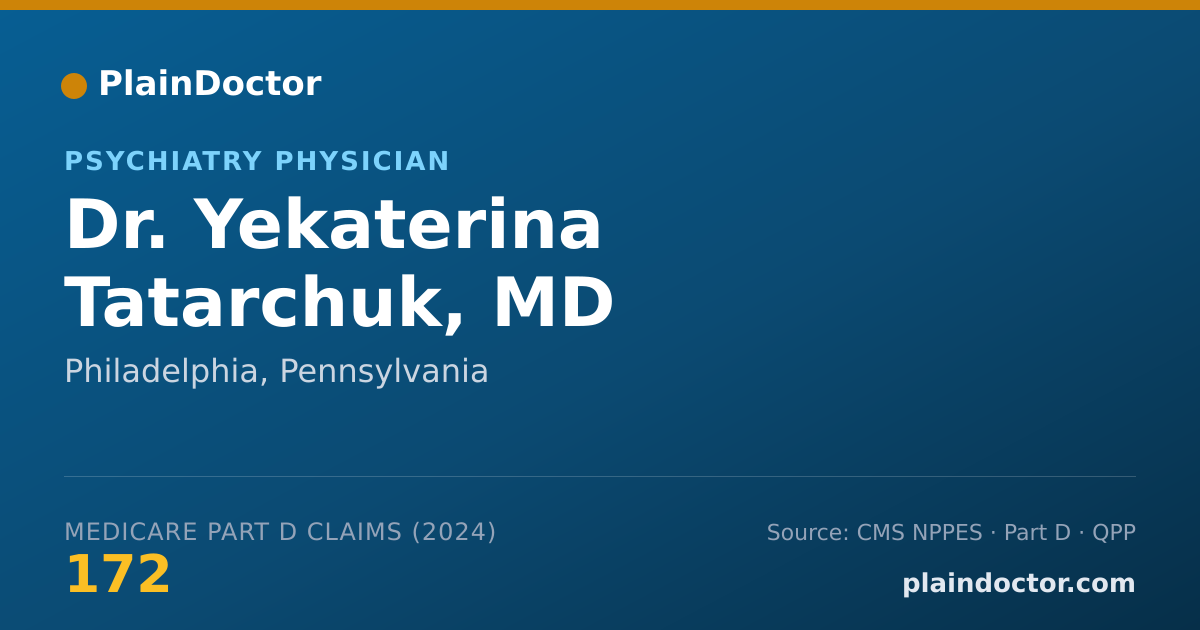 Shareable card for Yekaterina Tatarchuk, MD - Psychiatry Physician, Philadelphia, PA