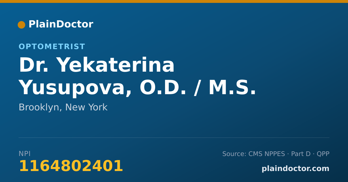 Shareable card for Yekaterina Yusupova, O.D. / M.S. - Optometrist, Brooklyn, NY