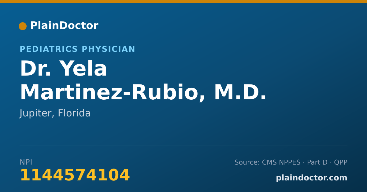 Shareable card for Yela Martinez-Rubio, M.D. - Pediatrics Physician, Jupiter, FL