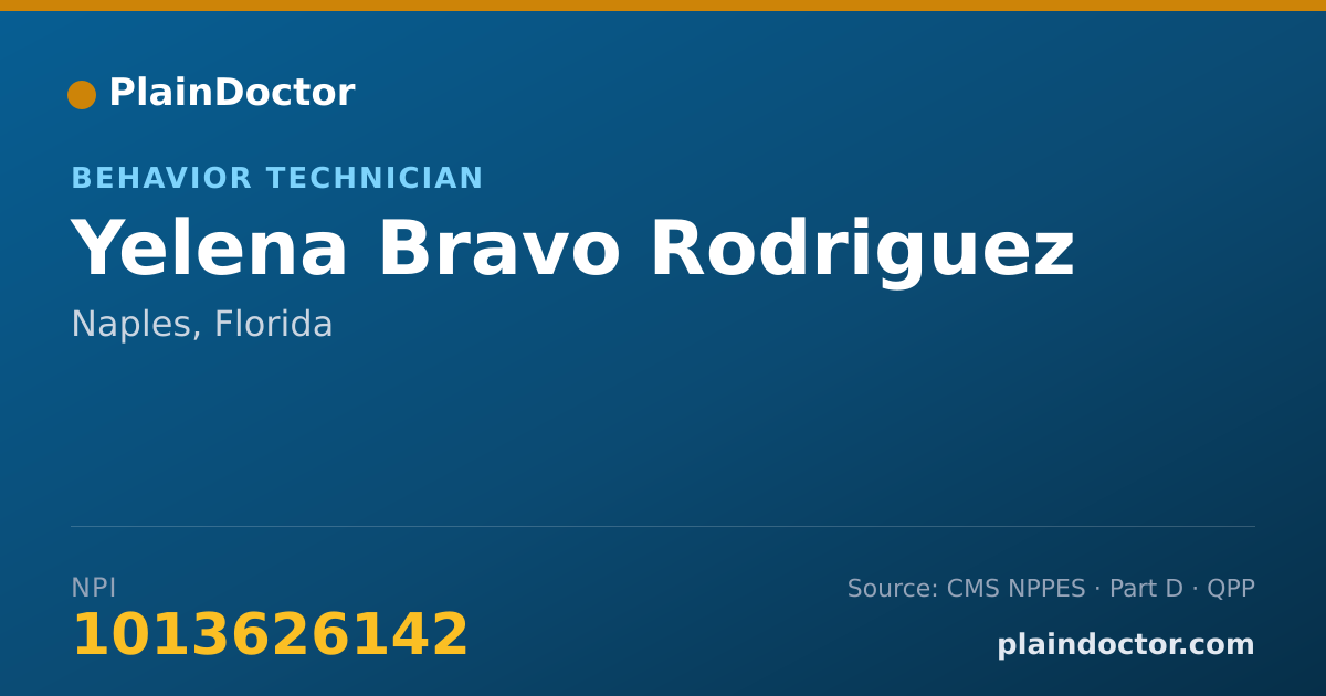 Shareable card for Yelena Bravo Rodriguez - Behavior Technician, Naples, FL