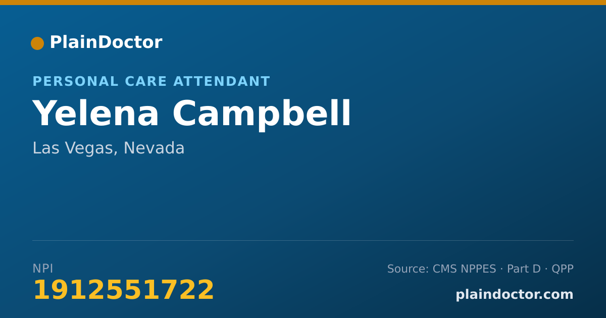 Shareable card for Yelena Campbell - Personal Care Attendant, Las Vegas, NV