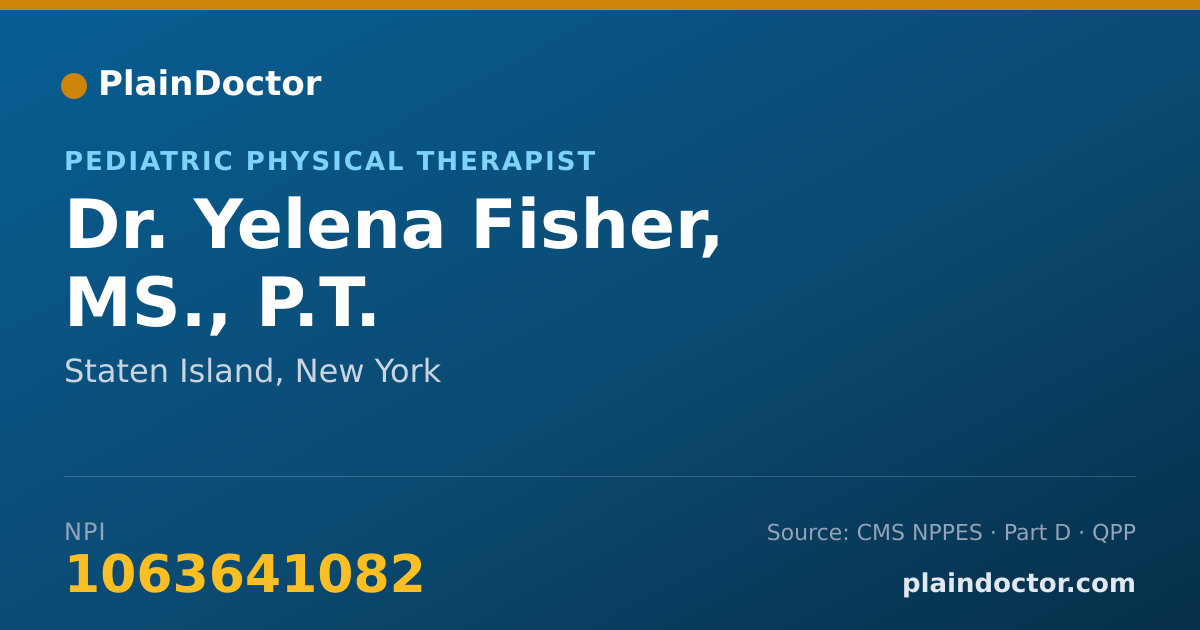 Shareable card for Yelena Fisher, MS., P.T. - Pediatric Physical Therapist, Staten Island, NY