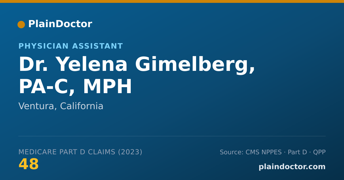 Shareable card for Yelena Gimelberg, PA-C, MPH - Physician Assistant, Ventura, CA
