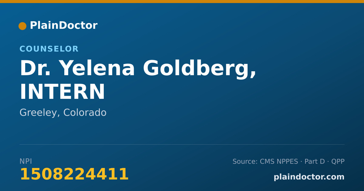 Shareable card for Yelena Goldberg, INTERN - Counselor, Greeley, CO