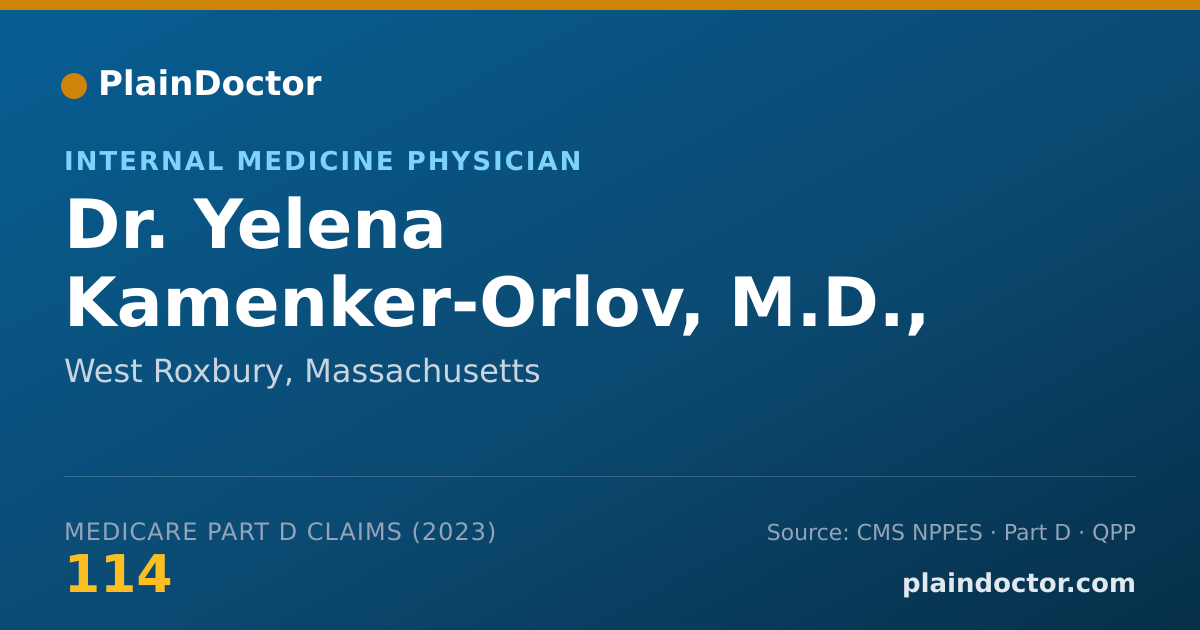 Shareable card for Yelena Kamenker-Orlov, M.D.,  PH.D. - Internal Medicine Physician, West Roxbury, MA