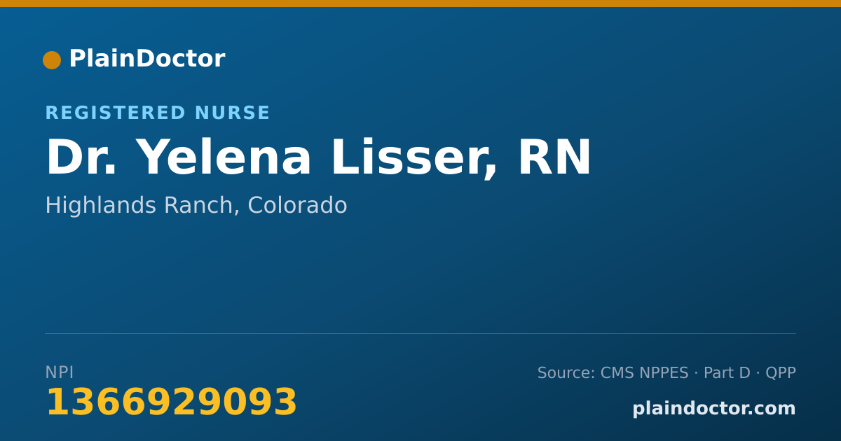 Shareable card for Yelena Lisser, RN - Registered Nurse, Highlands Ranch, CO