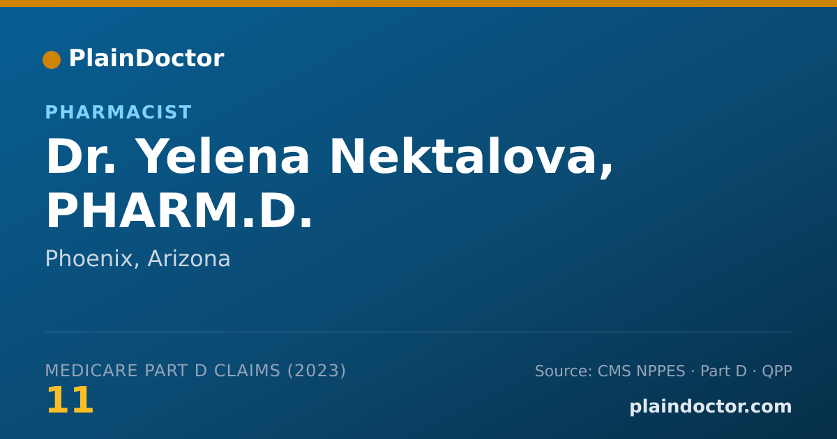Shareable card for Yelena Nektalova, PHARM.D. - Pharmacist, Phoenix, AZ