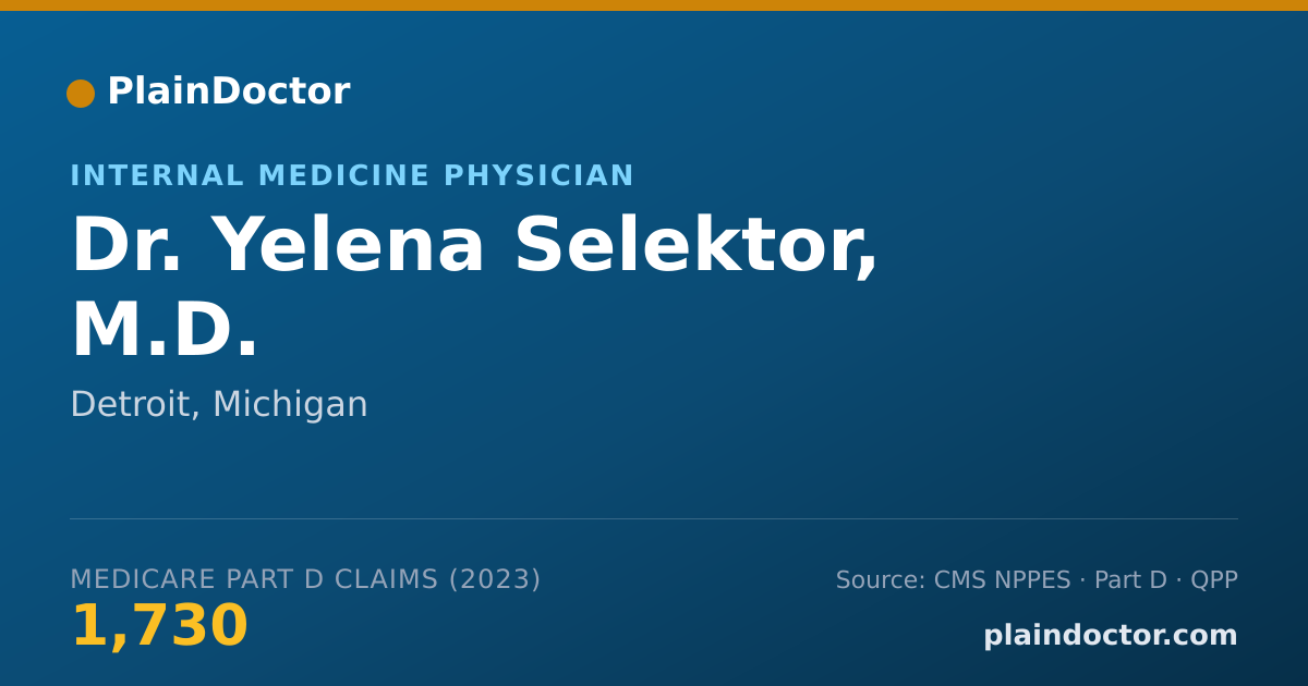 Shareable card for Yelena Selektor, M.D. - Internal Medicine Physician, Detroit, MI