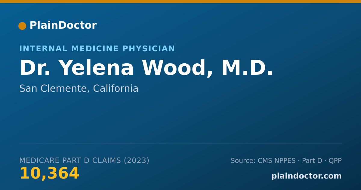 Shareable card for Yelena Wood, M.D. - Internal Medicine Physician, San Clemente, CA