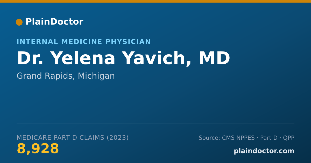 Shareable card for Yelena Yavich, MD - Internal Medicine Physician, Grand Rapids, MI
