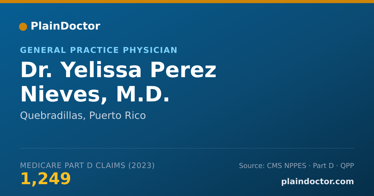 Shareable card for Yelissa Perez Nieves, M.D. - General Practice Physician, Quebradillas, PR