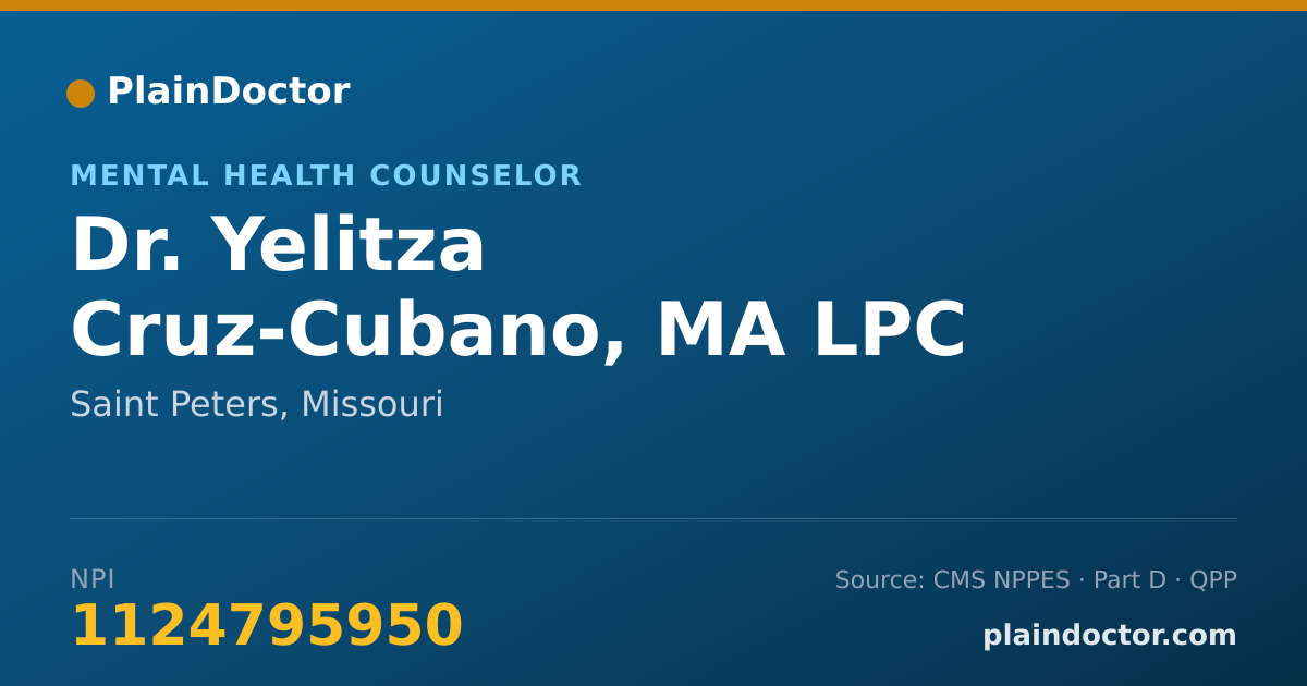 Shareable card for Yelitza Cruz-Cubano, MA LPC - Mental Health Counselor, Saint Peters, MO
