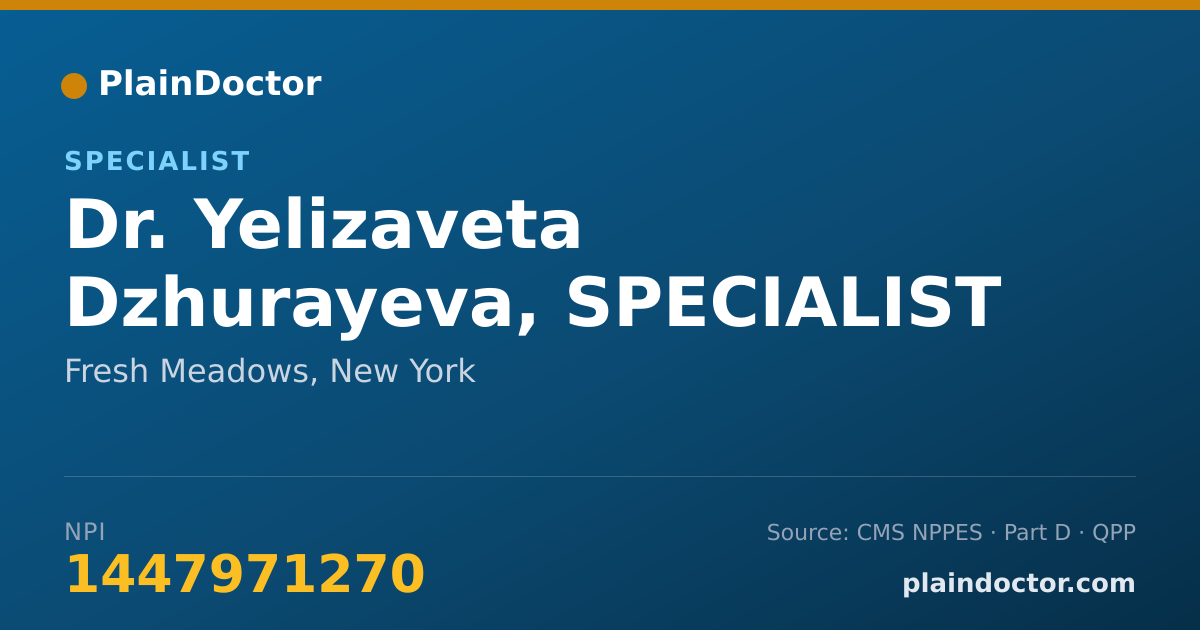 Shareable card for Yelizaveta Dzhurayeva, SPECIALIST - Specialist, Fresh Meadows, NY